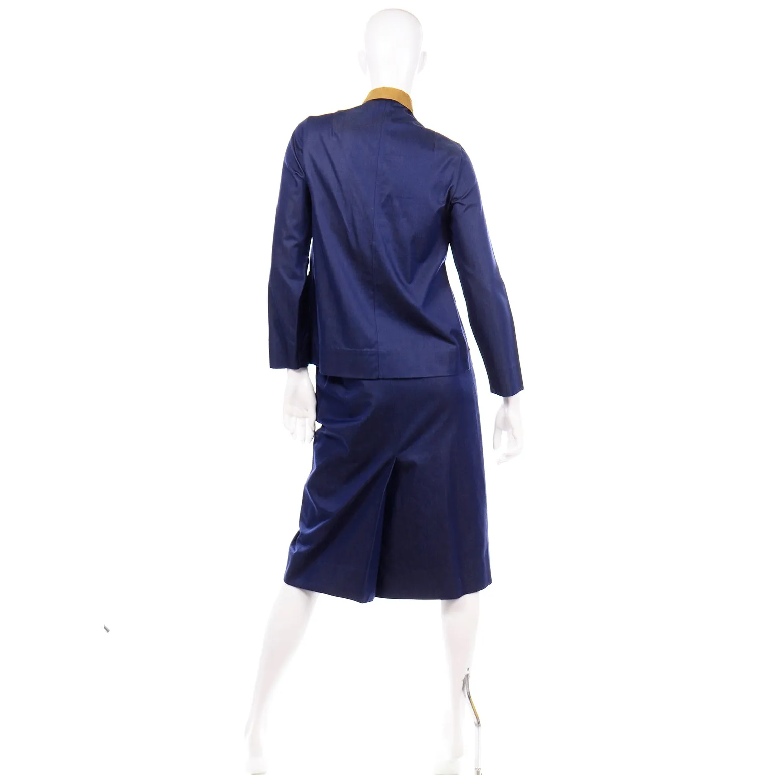 1960s Bill Atkinson Glen of Michigan Navy Blue Vintage Skirt & Jacket Suit