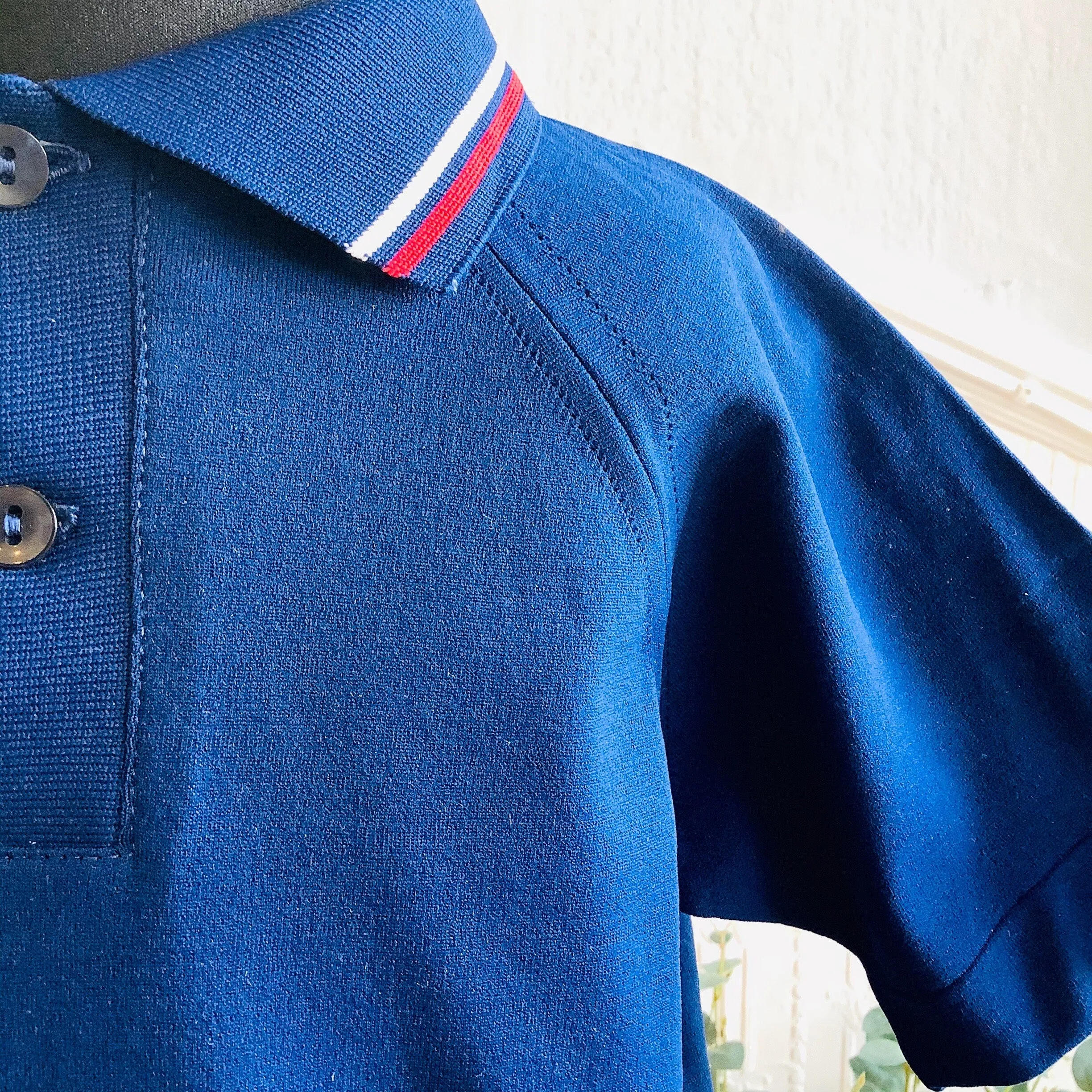 1970's  Navy Mod Polo Shirt  2-3Y