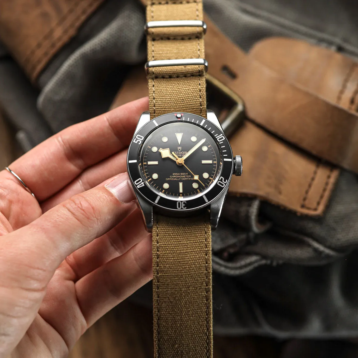 1973 British Military Watch Strap: WARRIOR CANVAS - Army Green