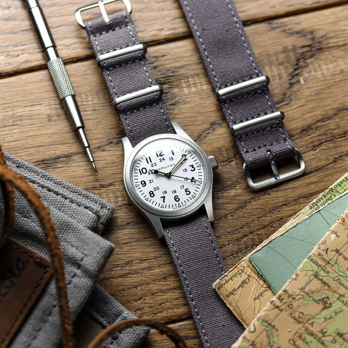 1973 British Military Watch Strap: WARRIOR CANVAS - Army Green