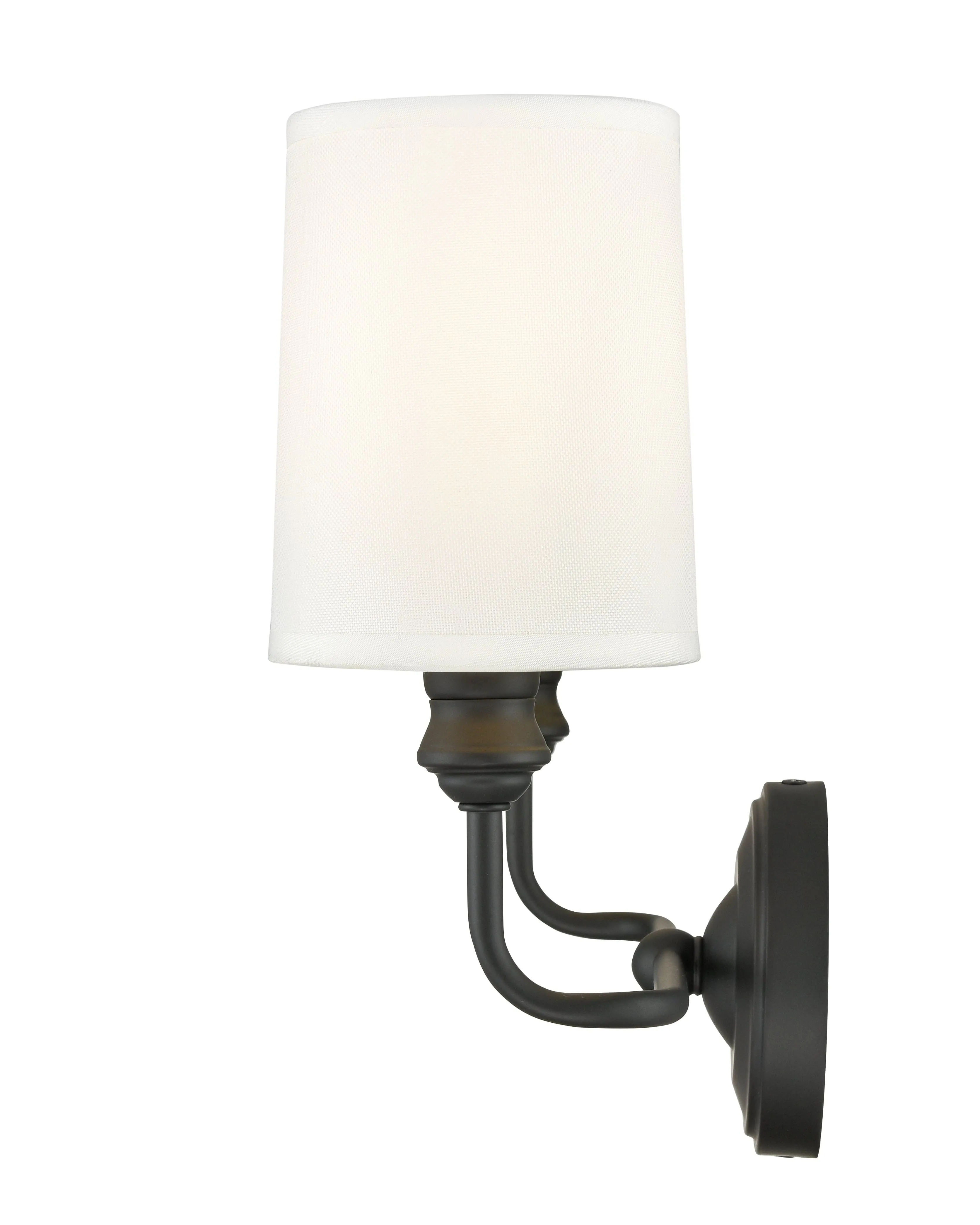 2 Lamps Leena Vanity Light - Matte Black - White Fabric Shade - 15.25in. Wide