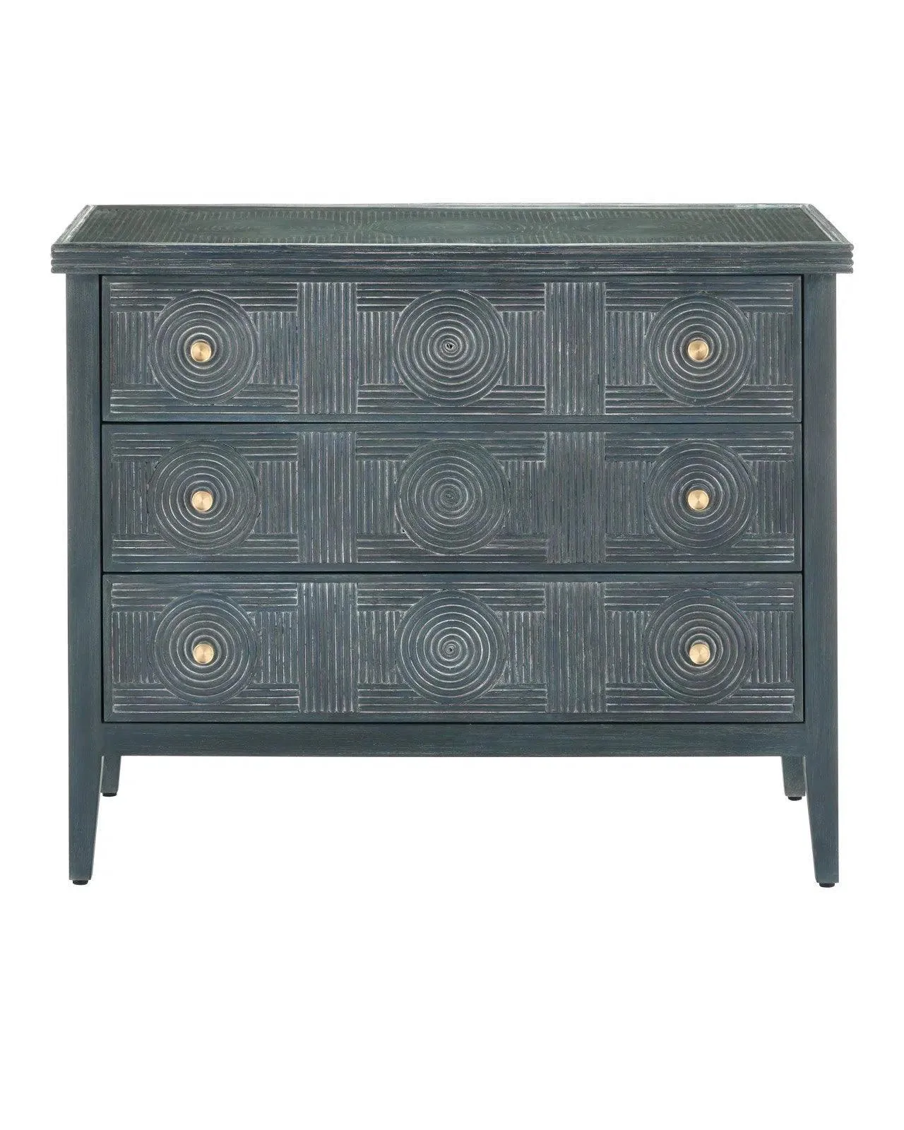 38 in. Santos Vintage Wood and Glass Blue Chest