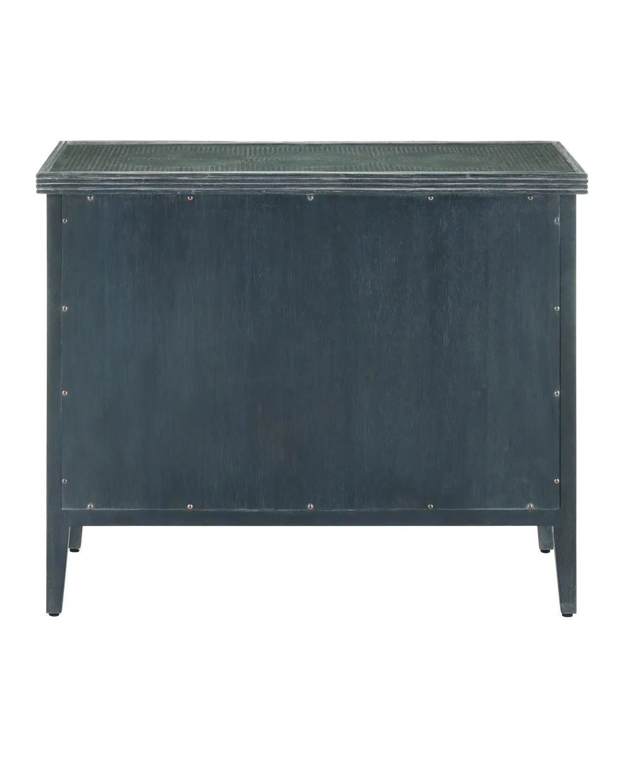 38 in. Santos Vintage Wood and Glass Blue Chest