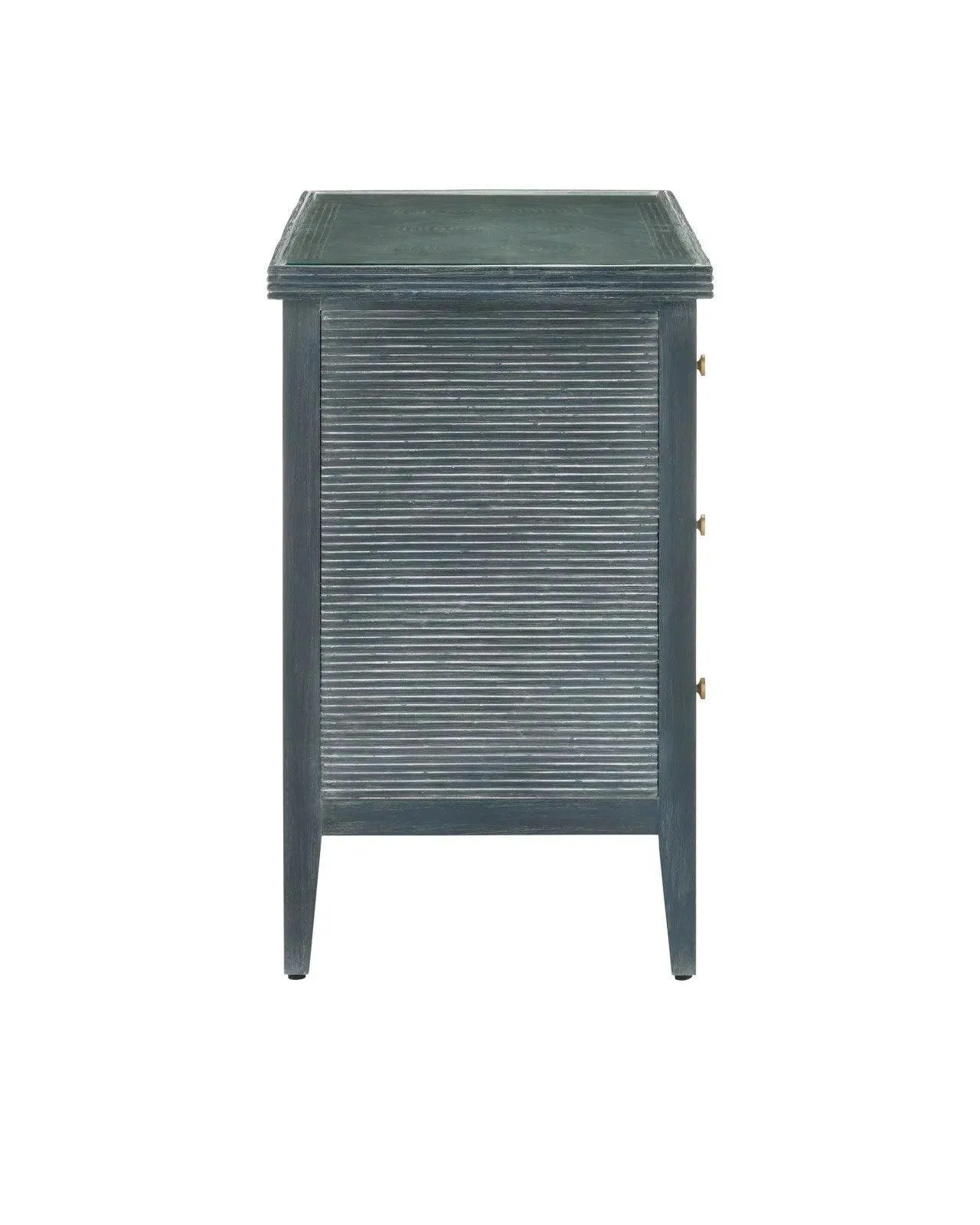 38 in. Santos Vintage Wood and Glass Blue Chest