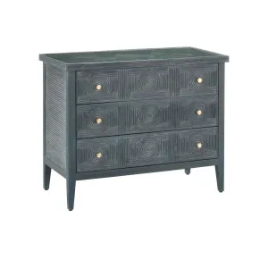 38 in. Santos Vintage Wood and Glass Blue Chest