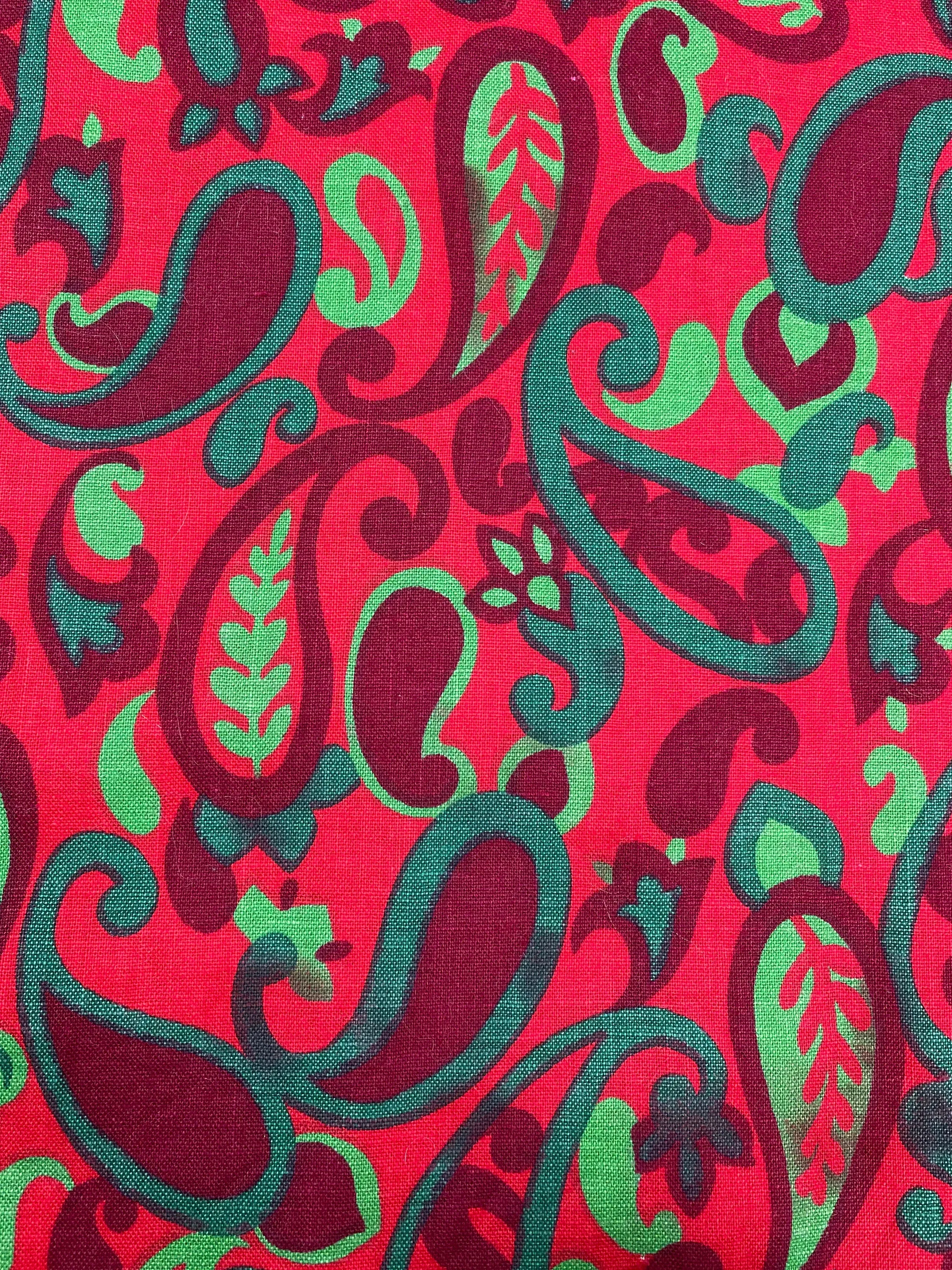 60s Red Paisley Maxi Dress - Small