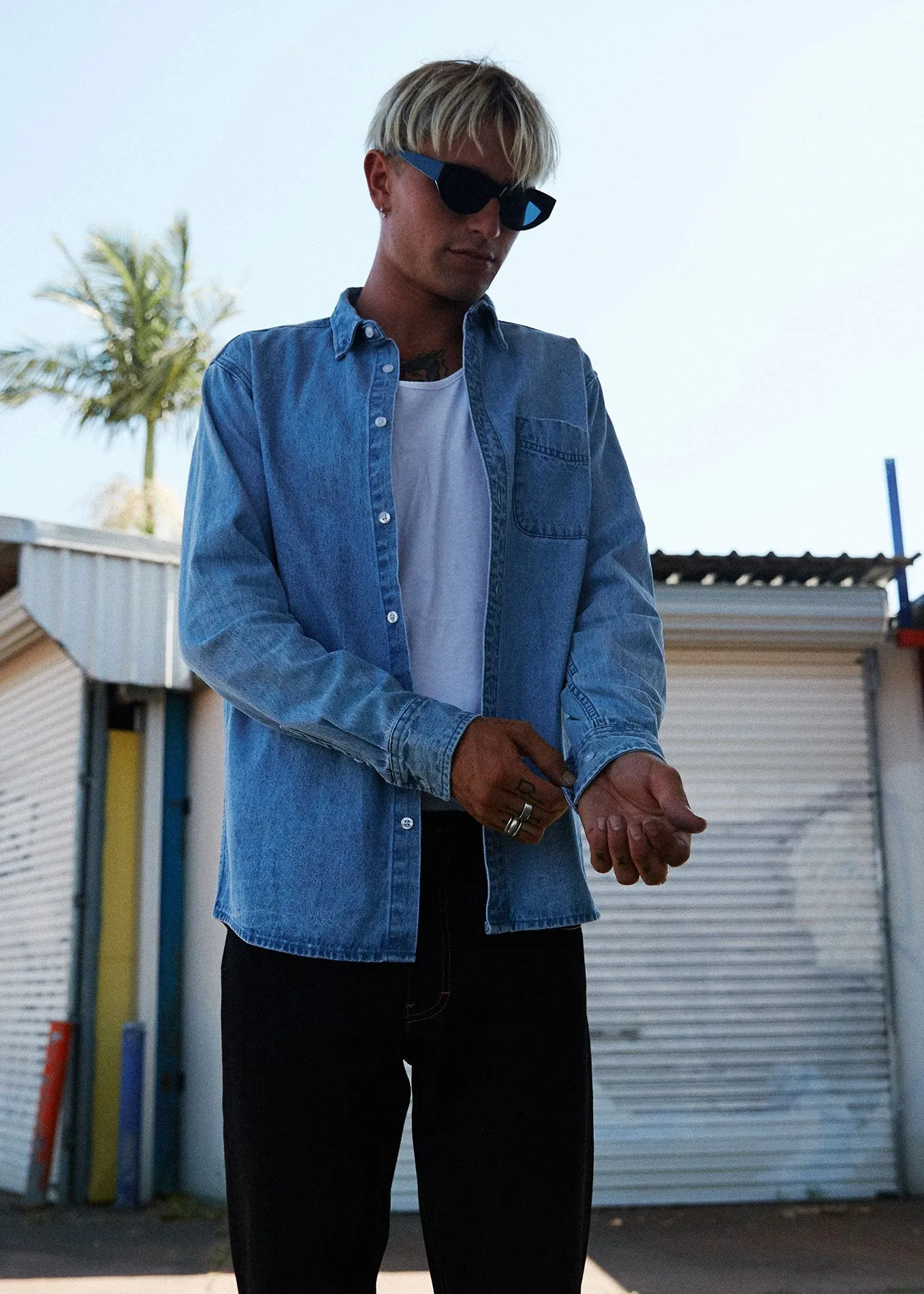 Afends Mens Stoned - Denim Shirt