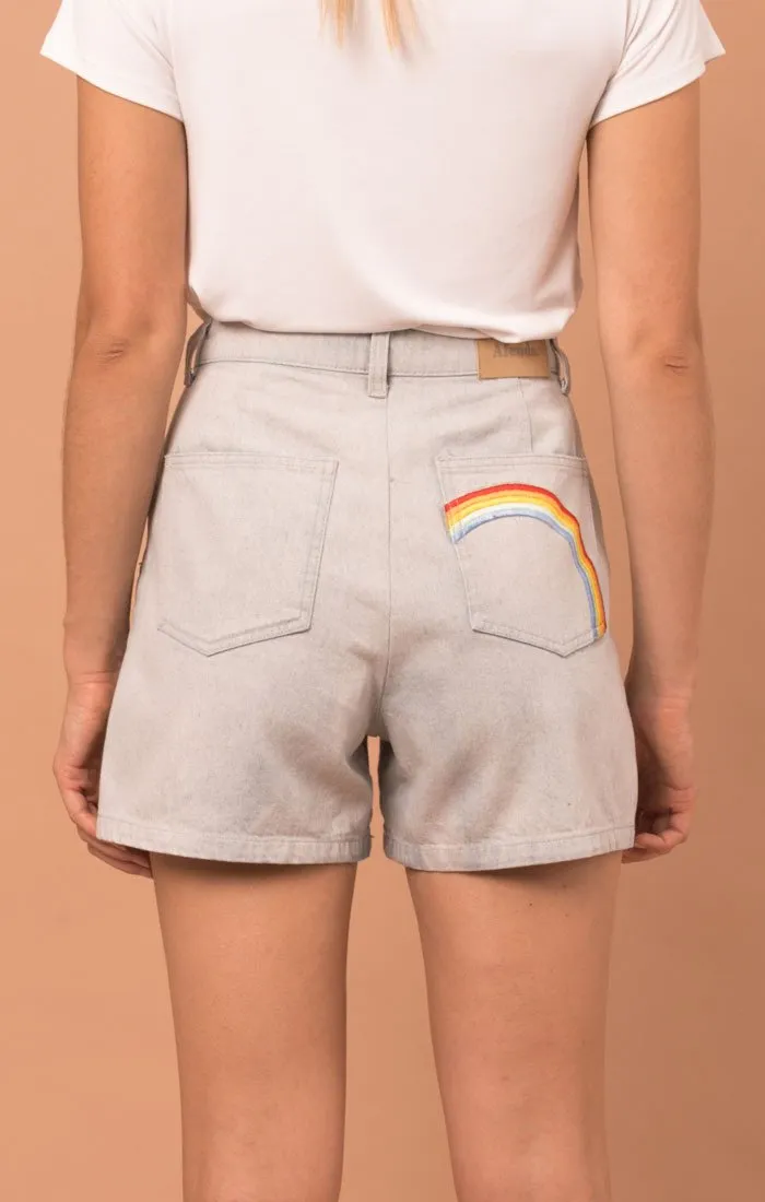 Afends Womens Seventy Two's - Denim Rainbow - Denim Shorts