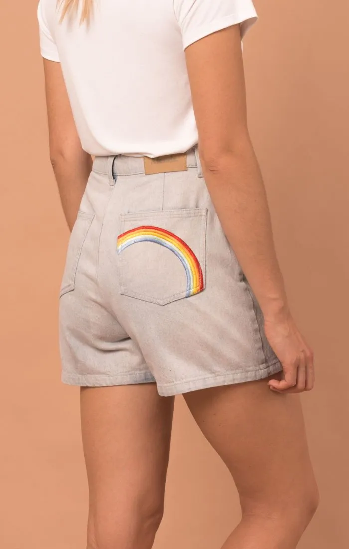 Afends Womens Seventy Two's - Denim Rainbow - Denim Shorts