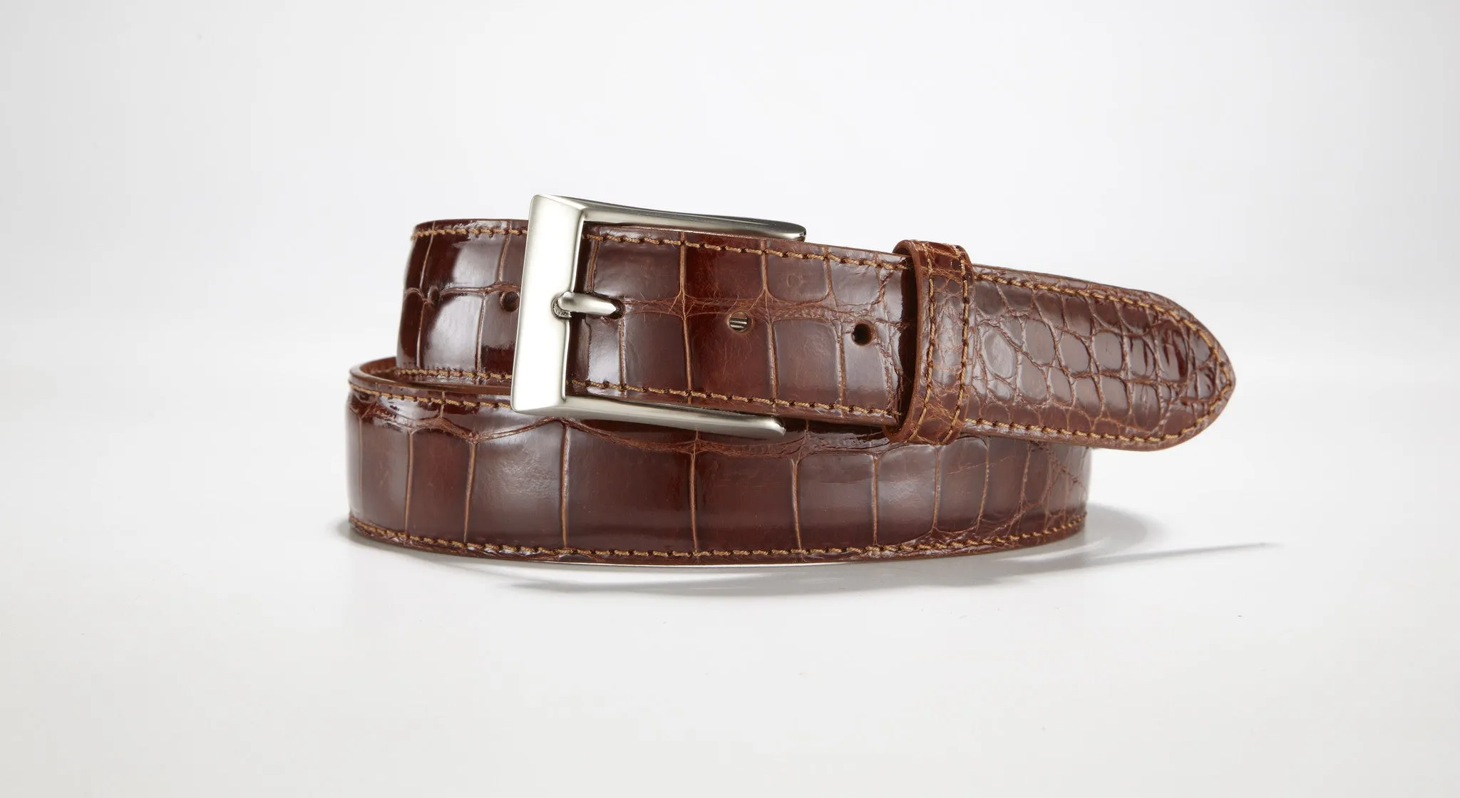 American Alligator Belt - Glossy 1 3/8" - 35mm (Burgundy)