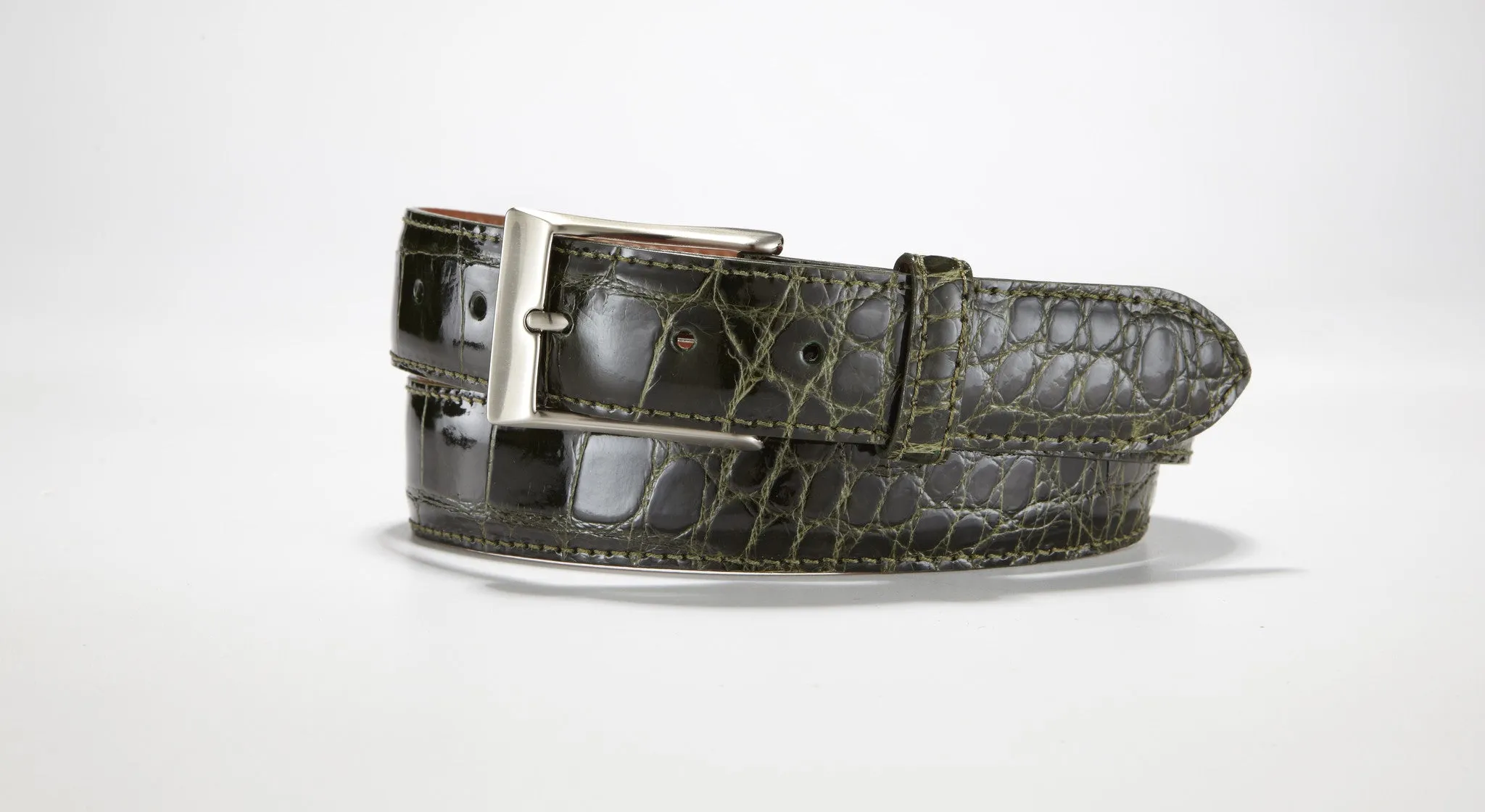 American Alligator Belt - Glossy 1 3/8" - 35mm (Burgundy)