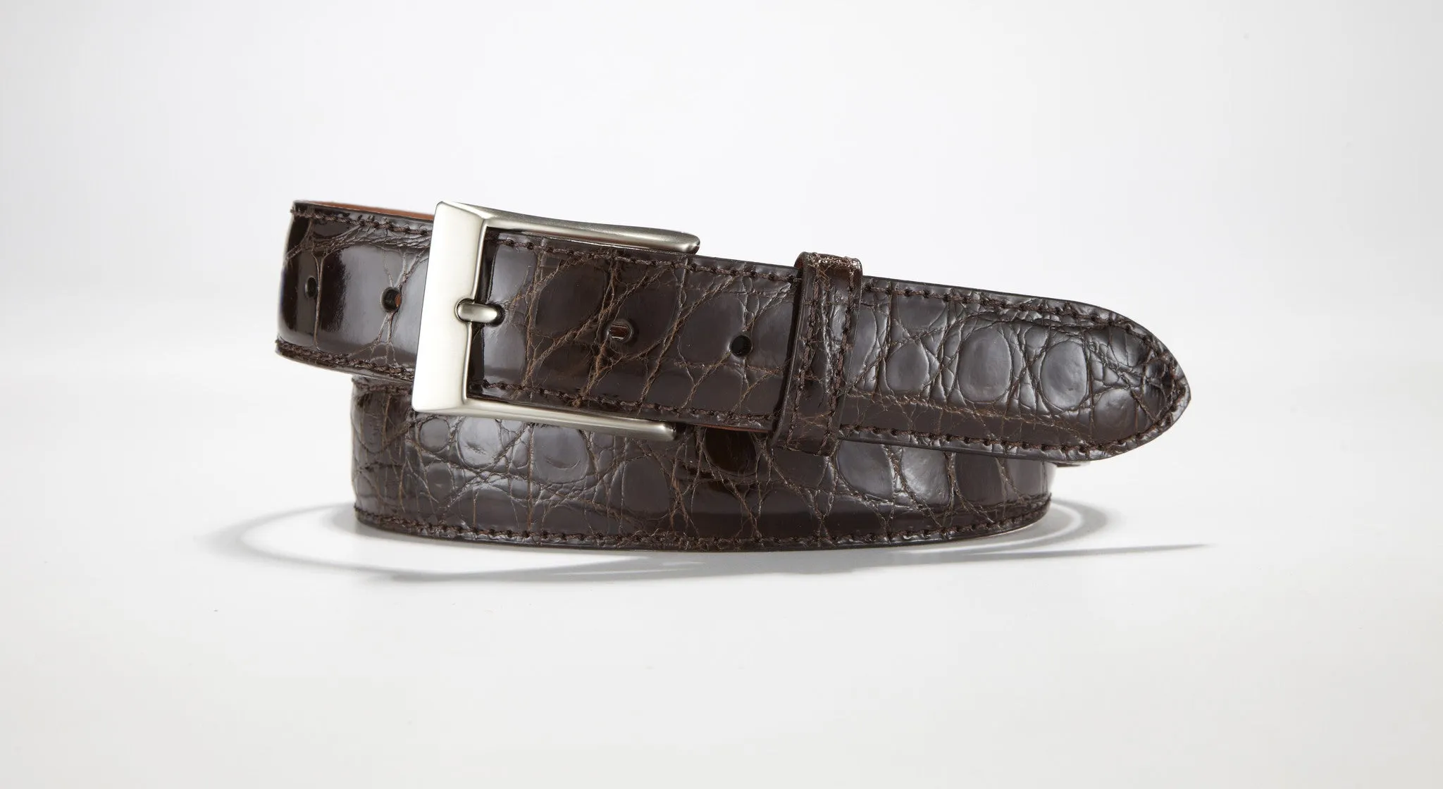 American Alligator Belt - Glossy 1 3/8" - 35mm (Grey)