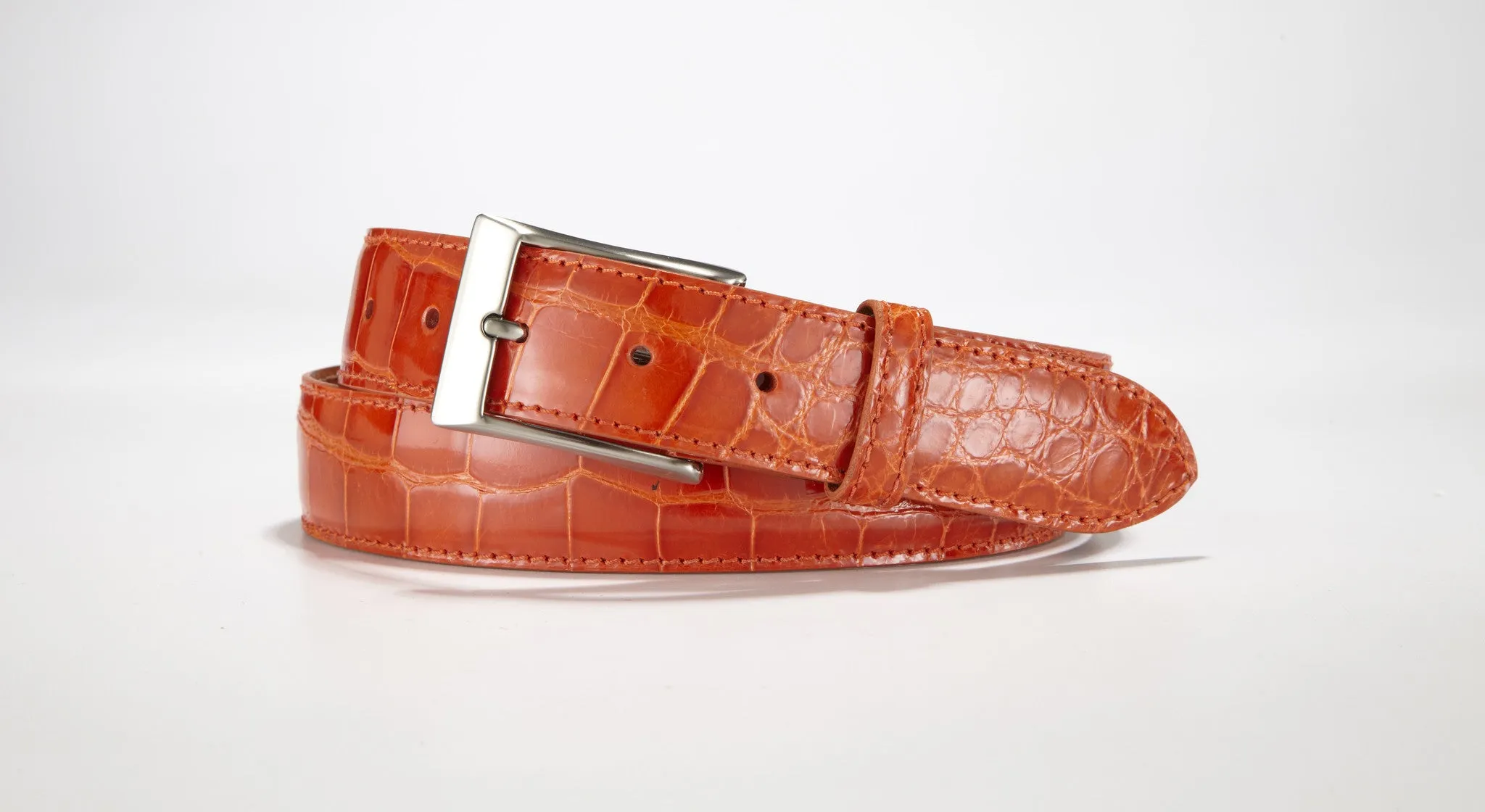 American Alligator Belt - Glossy 1 3/8" - 35mm (Grey)