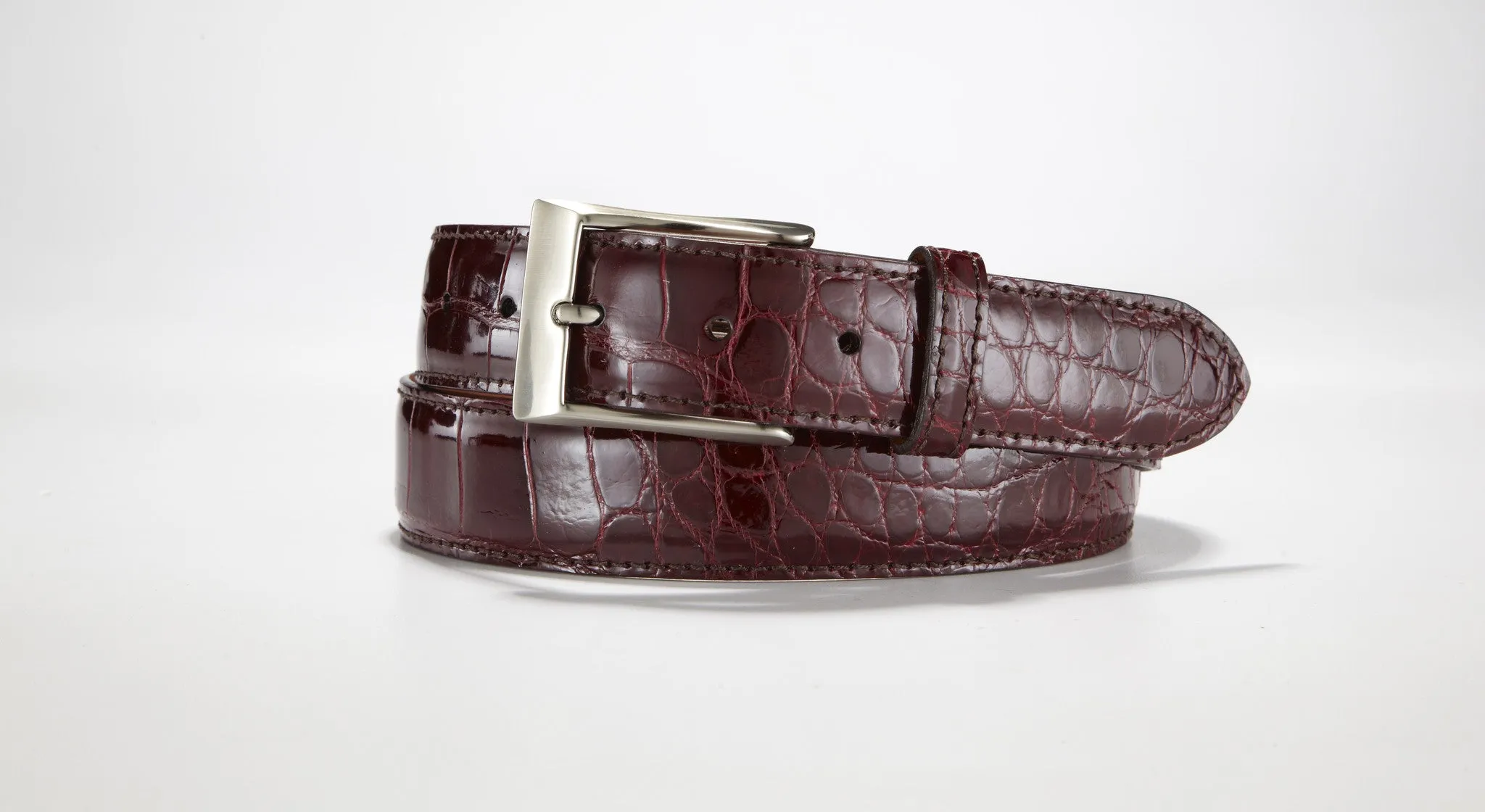 American Alligator Belt - Glossy 1 3/8" - 35mm (Grey)