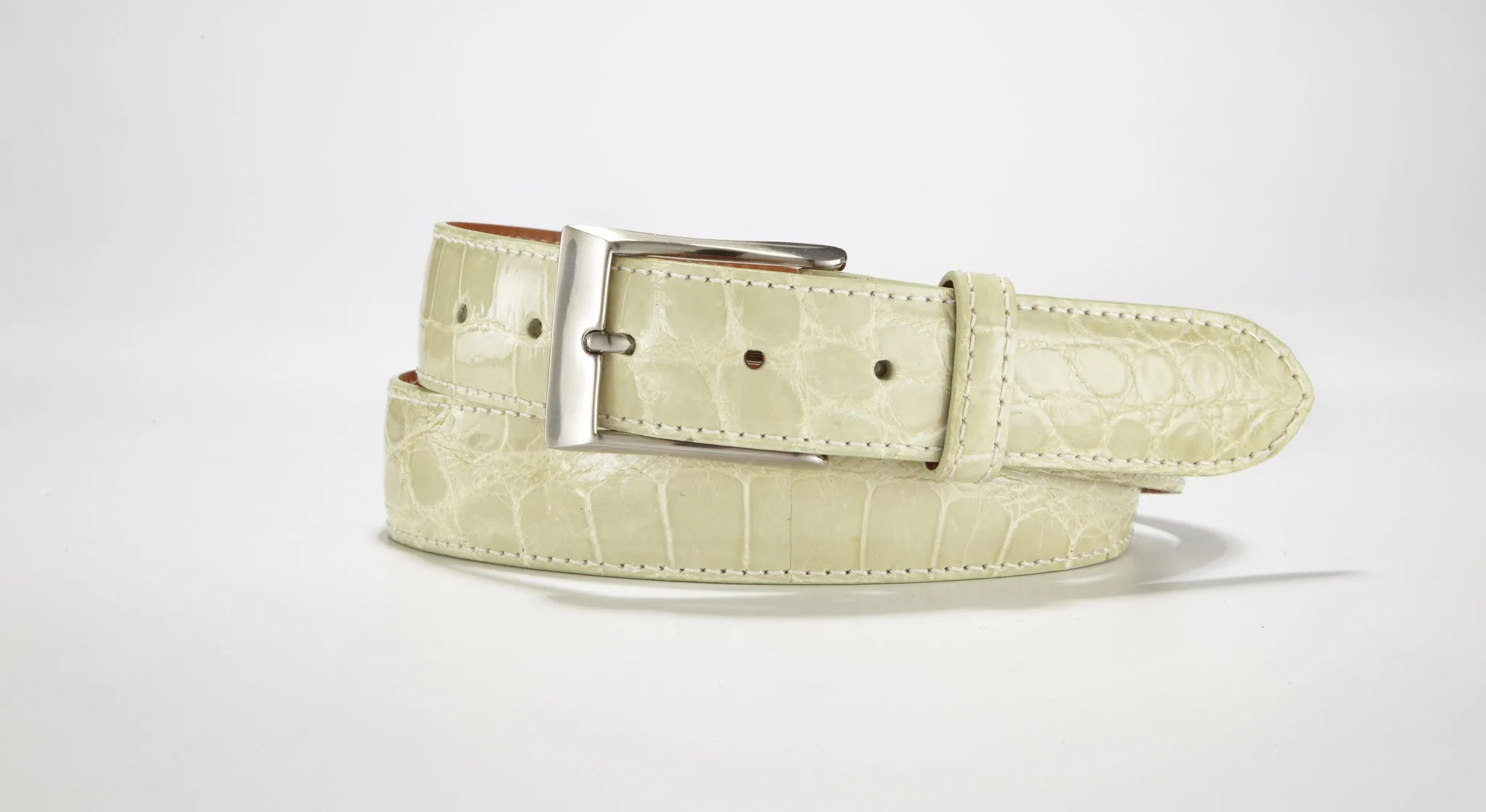 American Alligator Belt - Glossy 1 3/8" - 35mm (Grey)