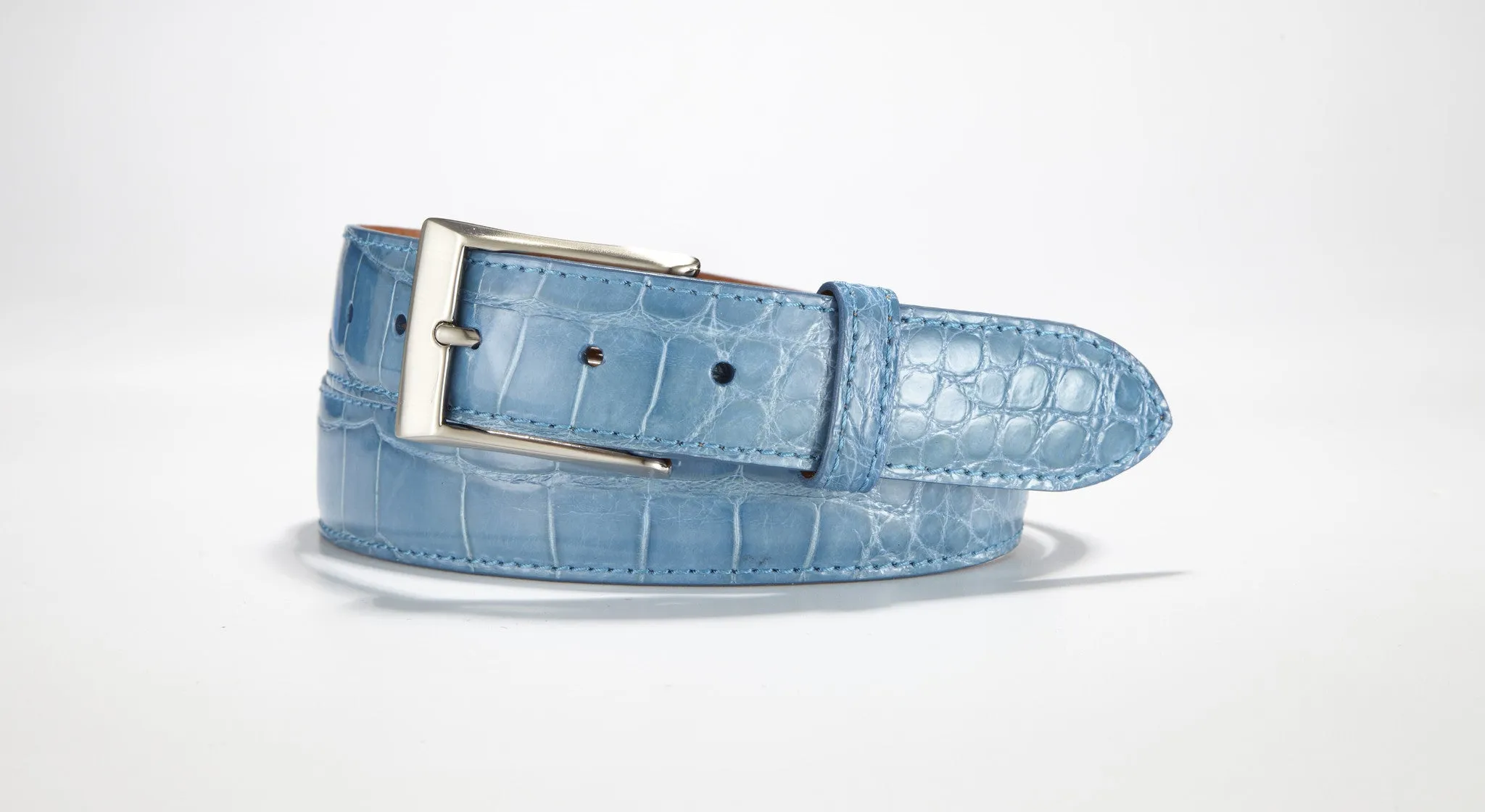 American Alligator Belt - Glossy 1 3/8" - 35mm (Navy Blue)