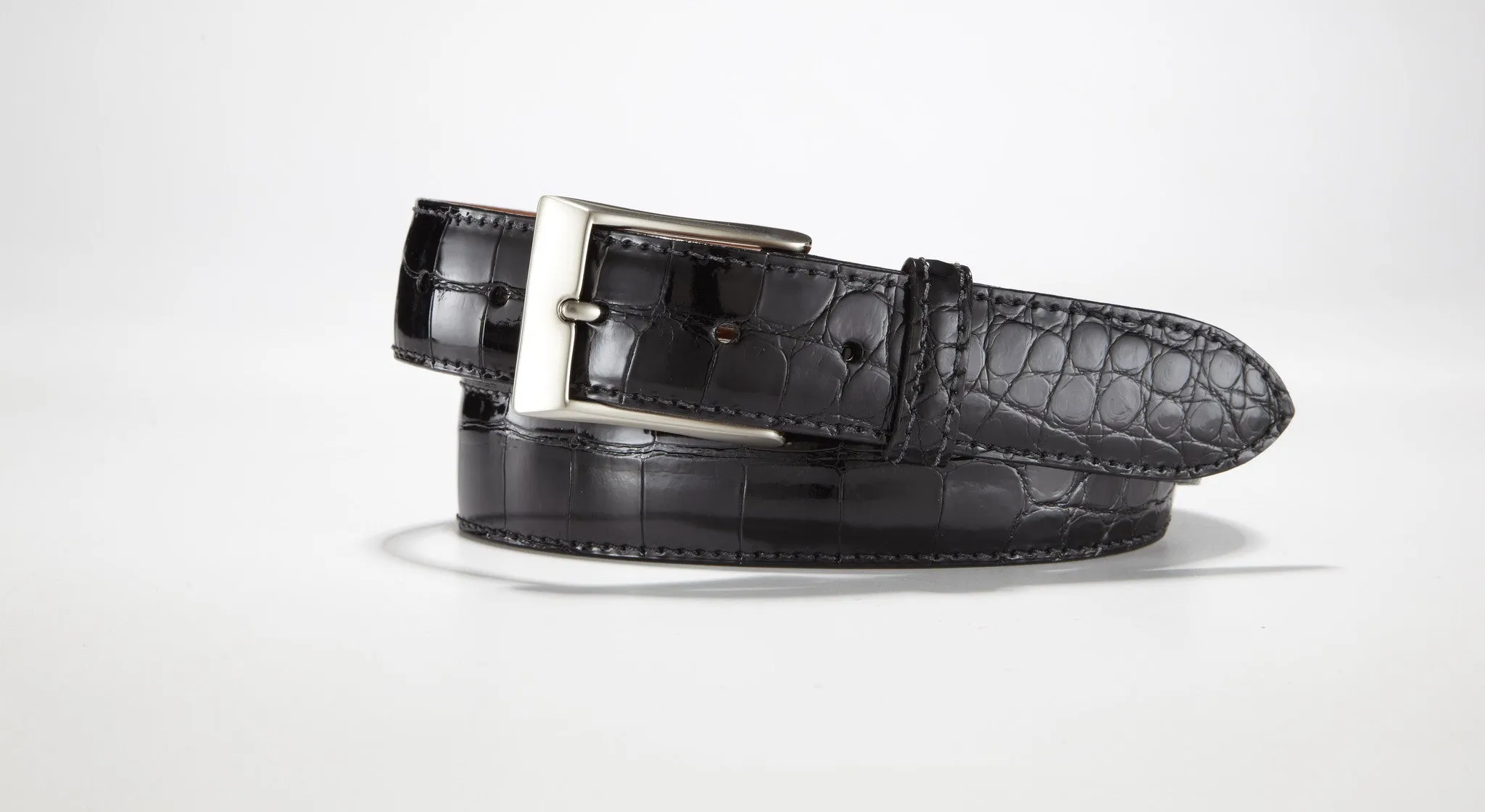 American Alligator Belt - Glossy 1 3/8" - 35mm (Navy Blue)