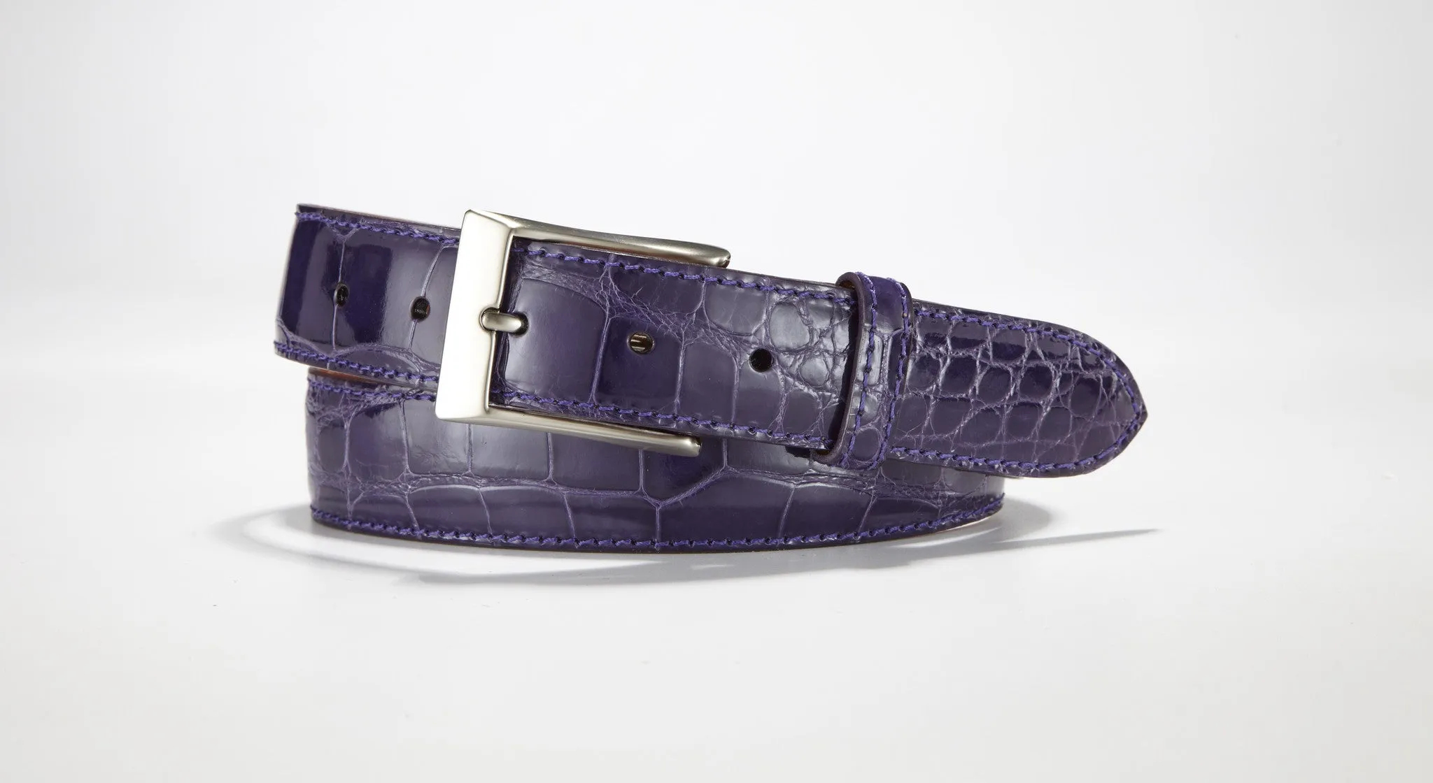 American Alligator Belt - Glossy 1 3/8" - 35mm (Navy Blue)