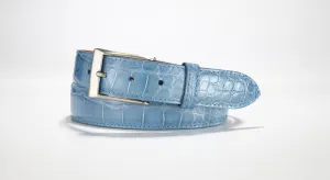 American Alligator Belt - Glossy 1 3/8" - 35mm (Sky Blue)