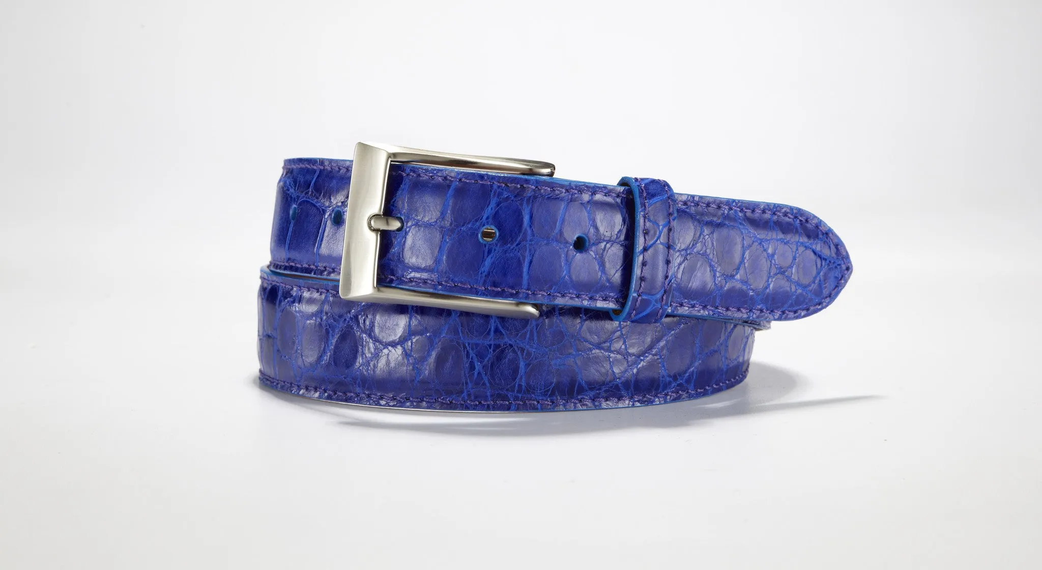 American Alligator Belt - Glossy 1 3/8" - 35mm (Sky Blue)