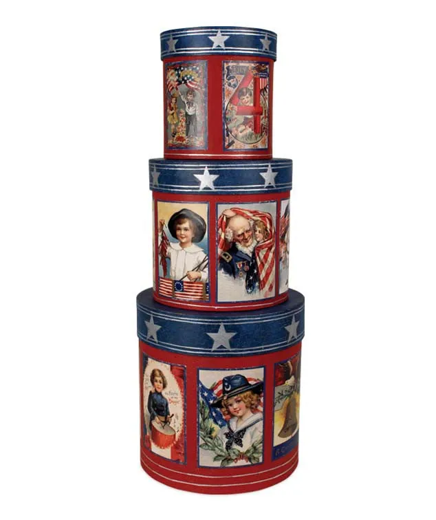 Americana Nesting Boxes with Vintage Images