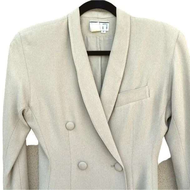 Anne Tjian for Kenar Vintage Double Breasted Shawl Collar Suit Jacket Blazer 2P