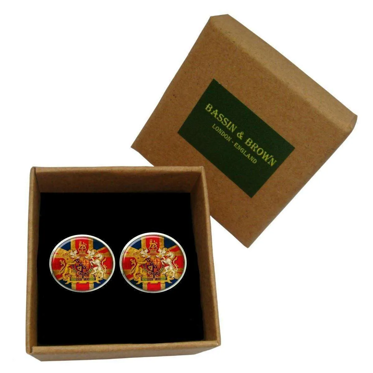 Bassin and Brown Vintage Union Jack Flag Cufflinks - Red/White/Blue