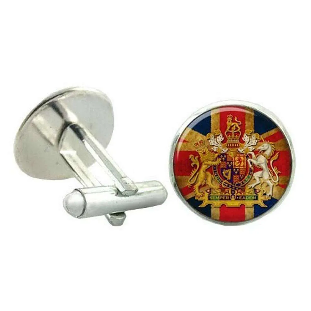 Bassin and Brown Vintage Union Jack Flag Cufflinks - Red/White/Blue