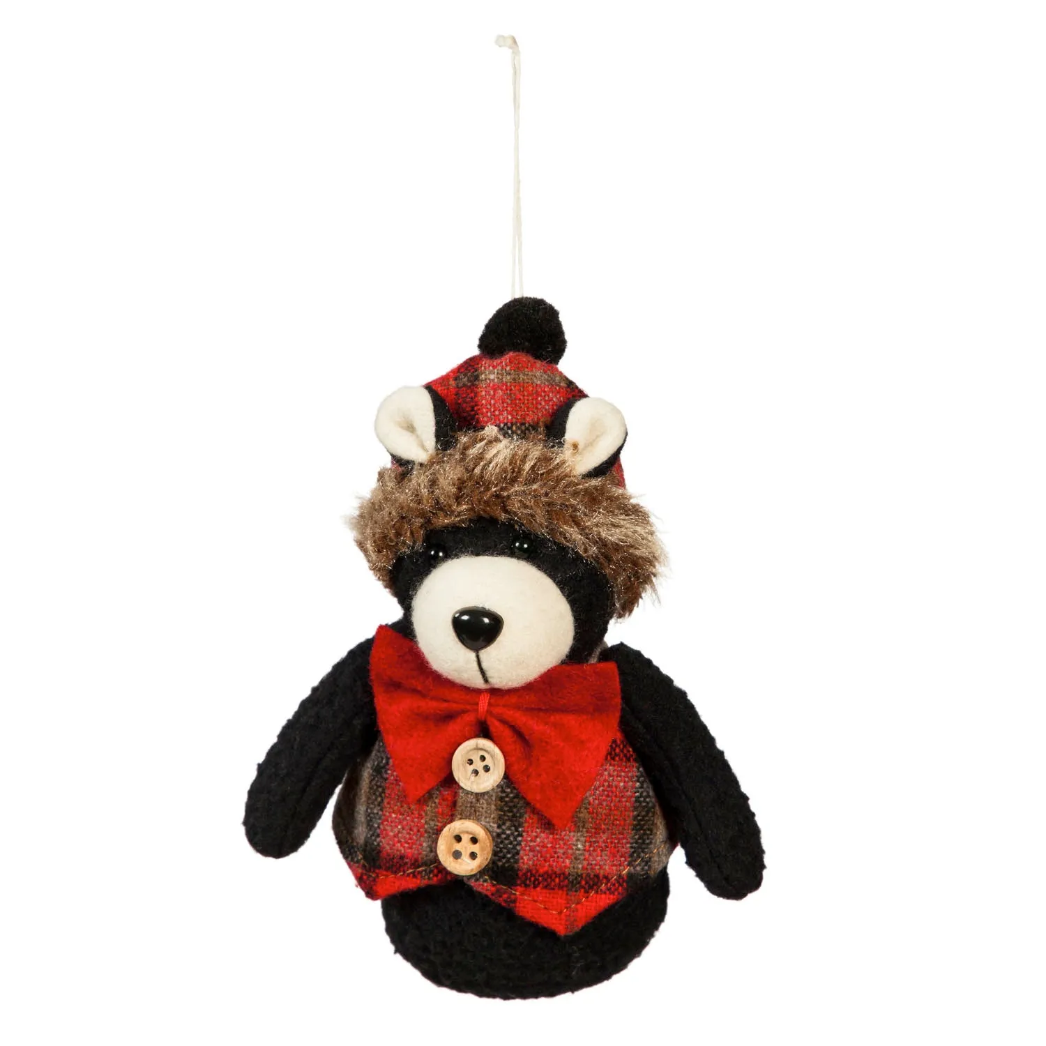 Black Bear in Vest Ornaments, Fabric