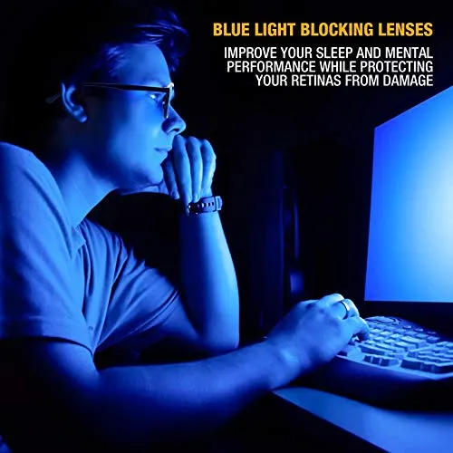 Blue Light Blocking Glasses - Computer Screen Bluelight Protection - Anti UV Glare - Hatteras Model ( 0.0, Tortoise)