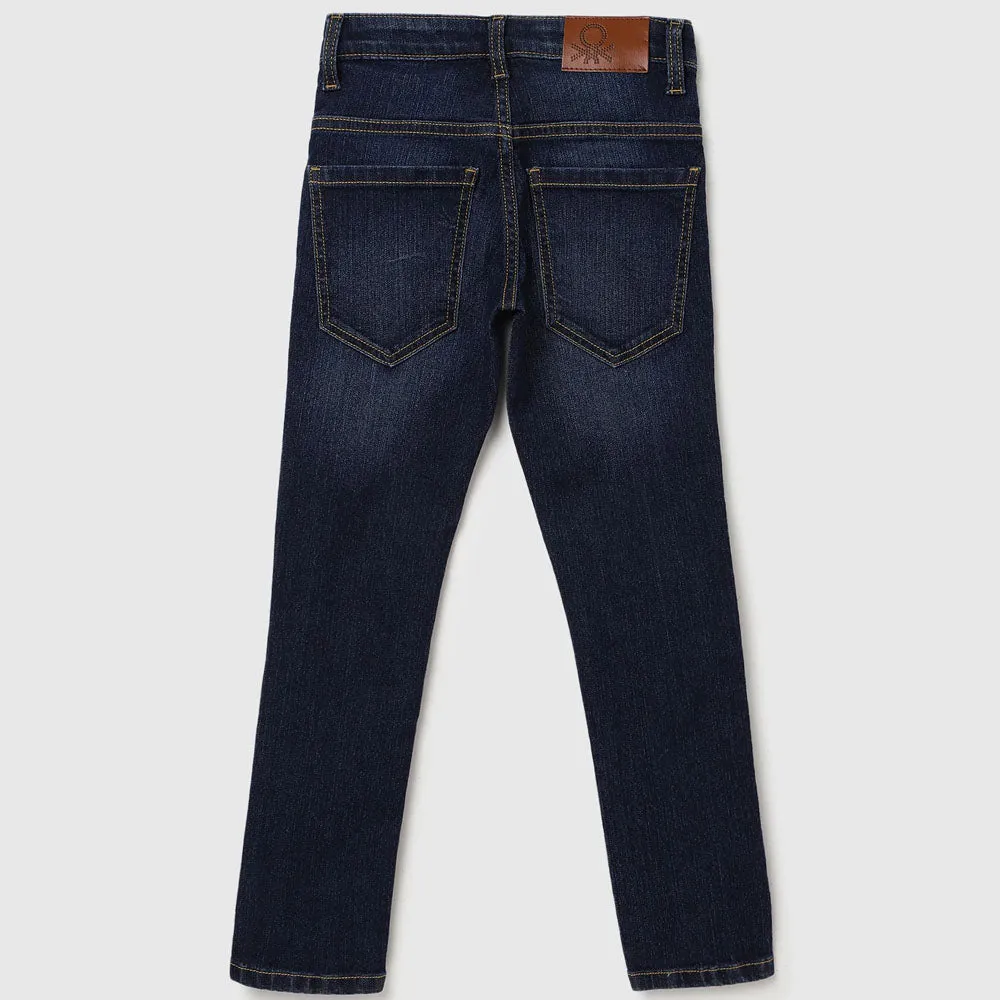 Blue Mid Rise Slim Fit Denim Jeans