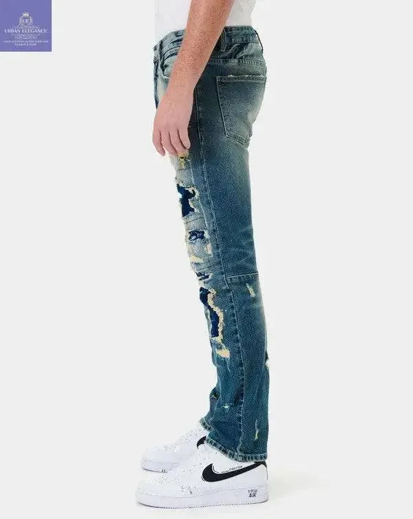 Boro Patchwork Straight Leg Jeans