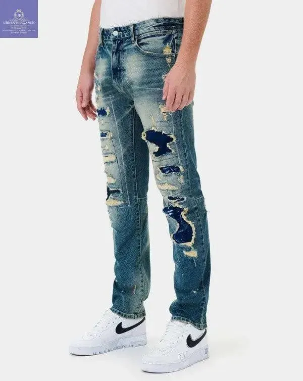 Boro Patchwork Straight Leg Jeans