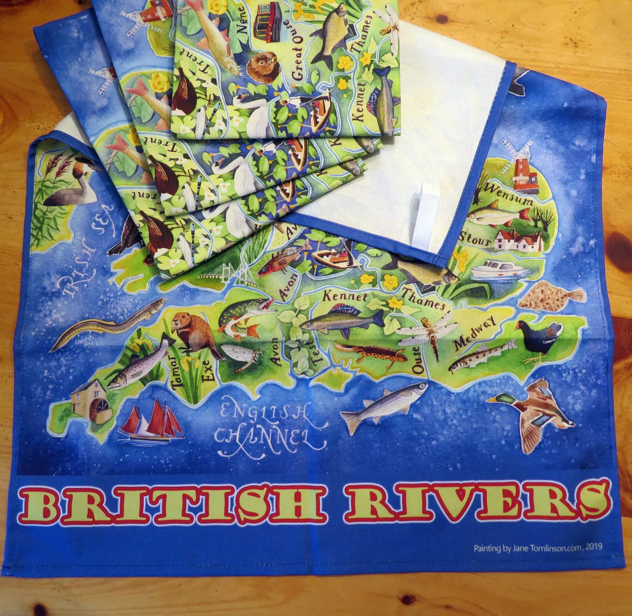 British Rivers tea towel