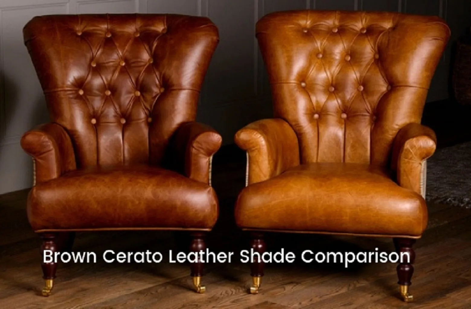 Brown Cerato Leather and Uist Night Harris Tweed Caesar Two Seater Chesterfield Sofa