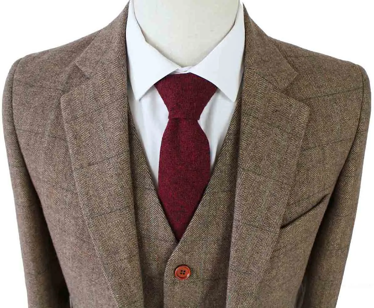 BROWN HERRINGBONE TWEED 2 PIECE SUIT