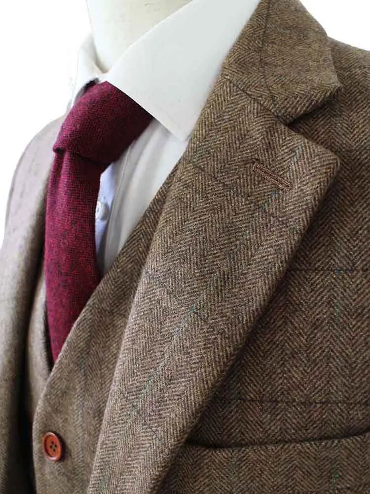 BROWN HERRINGBONE TWEED 2 PIECE SUIT