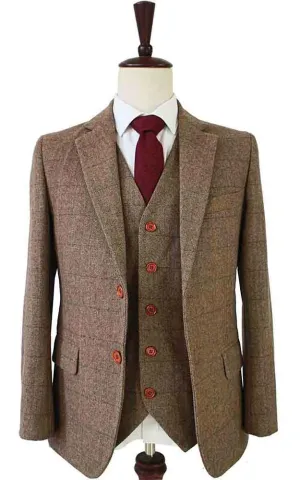 BROWN HERRINGBONE TWEED 2 PIECE SUIT