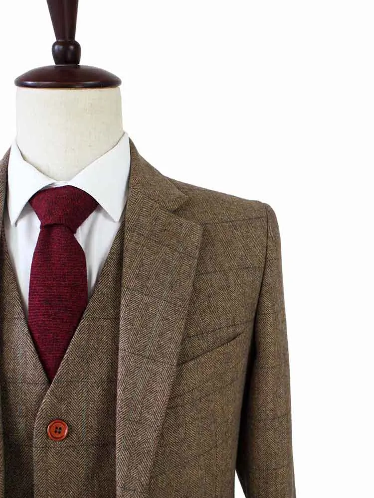 BROWN HERRINGBONE TWEED 2 PIECE SUIT