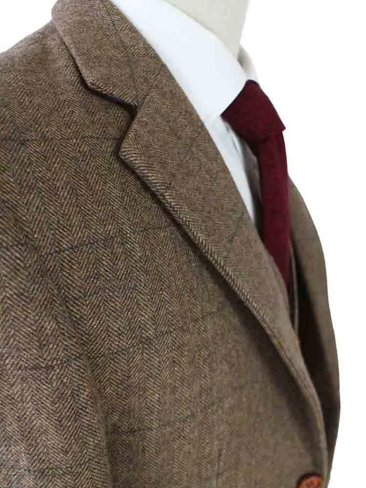 BROWN HERRINGBONE TWEED 3 PIECE SUIT