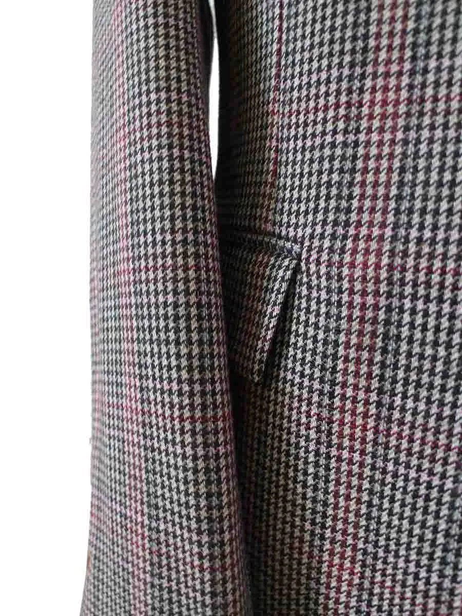 BROWN PINK HOUNDSTOOTH PLAID TWEED 3 PIECE SUIT