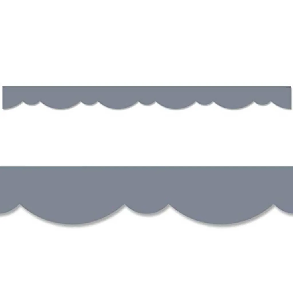 Charcoal Gray Stylish Scallops Border