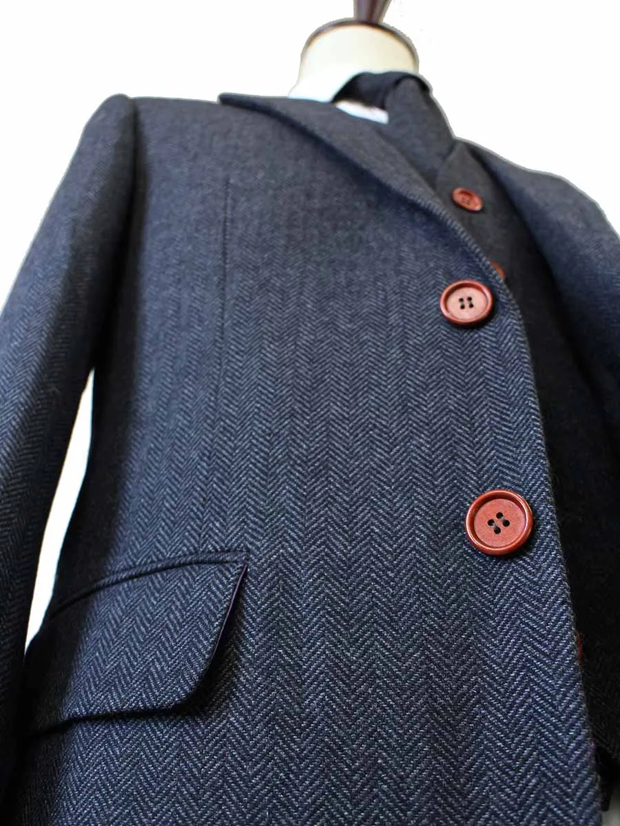 CHARCOAL HERRINGBONE TWEED 2 PIECE SUIT