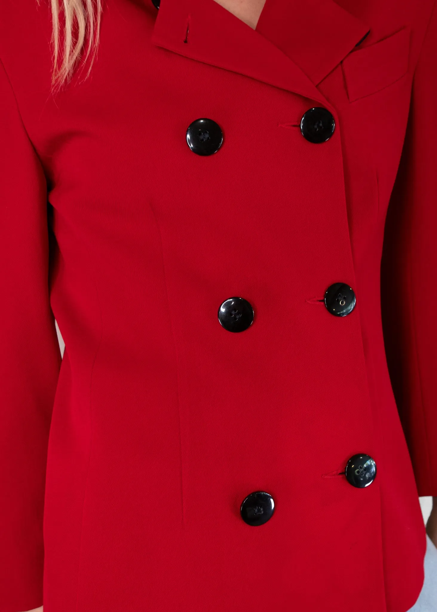 Christian Dior Vintage Red Double-breasted Wool Blazer