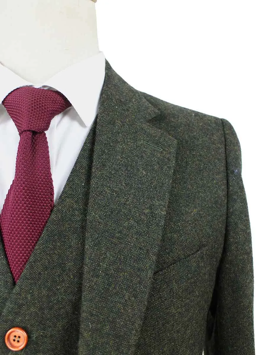 CLASSIC GREEN BARLEYCORN TWEED 3 PIECE SUIT