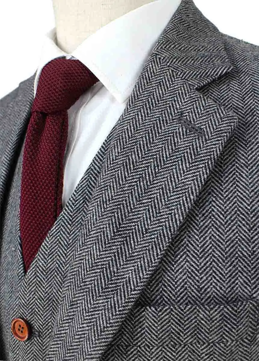 CLASSIC GREY HERRINGBONE TWEED 2 PIECE SUIT