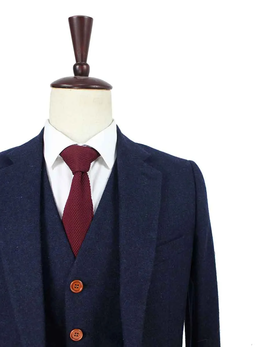 CLASSIC NAVY BARLEYCORN TWEED 3 PIECE SUIT