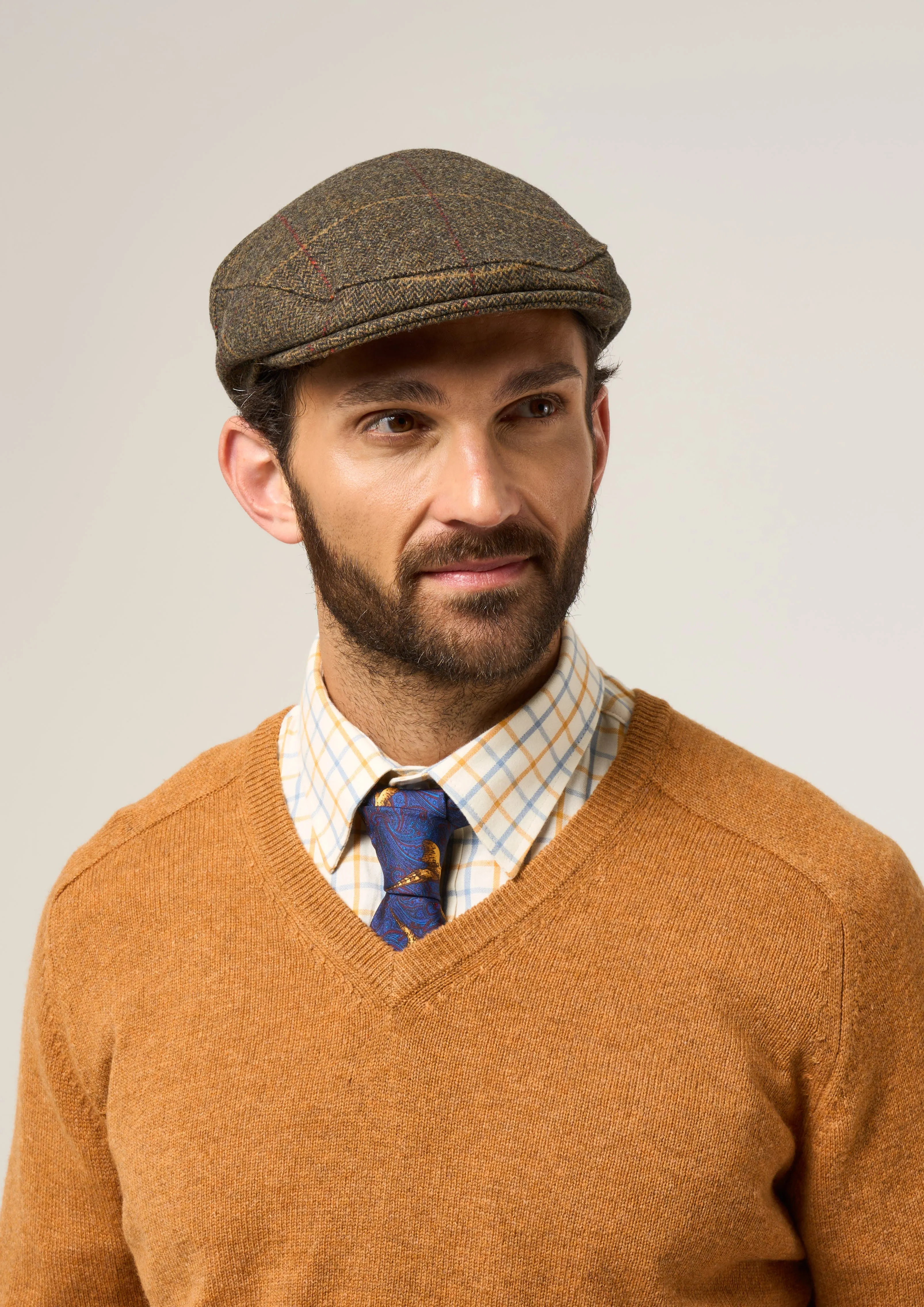 Combrook Men's Tweed Flat Cap In Teak