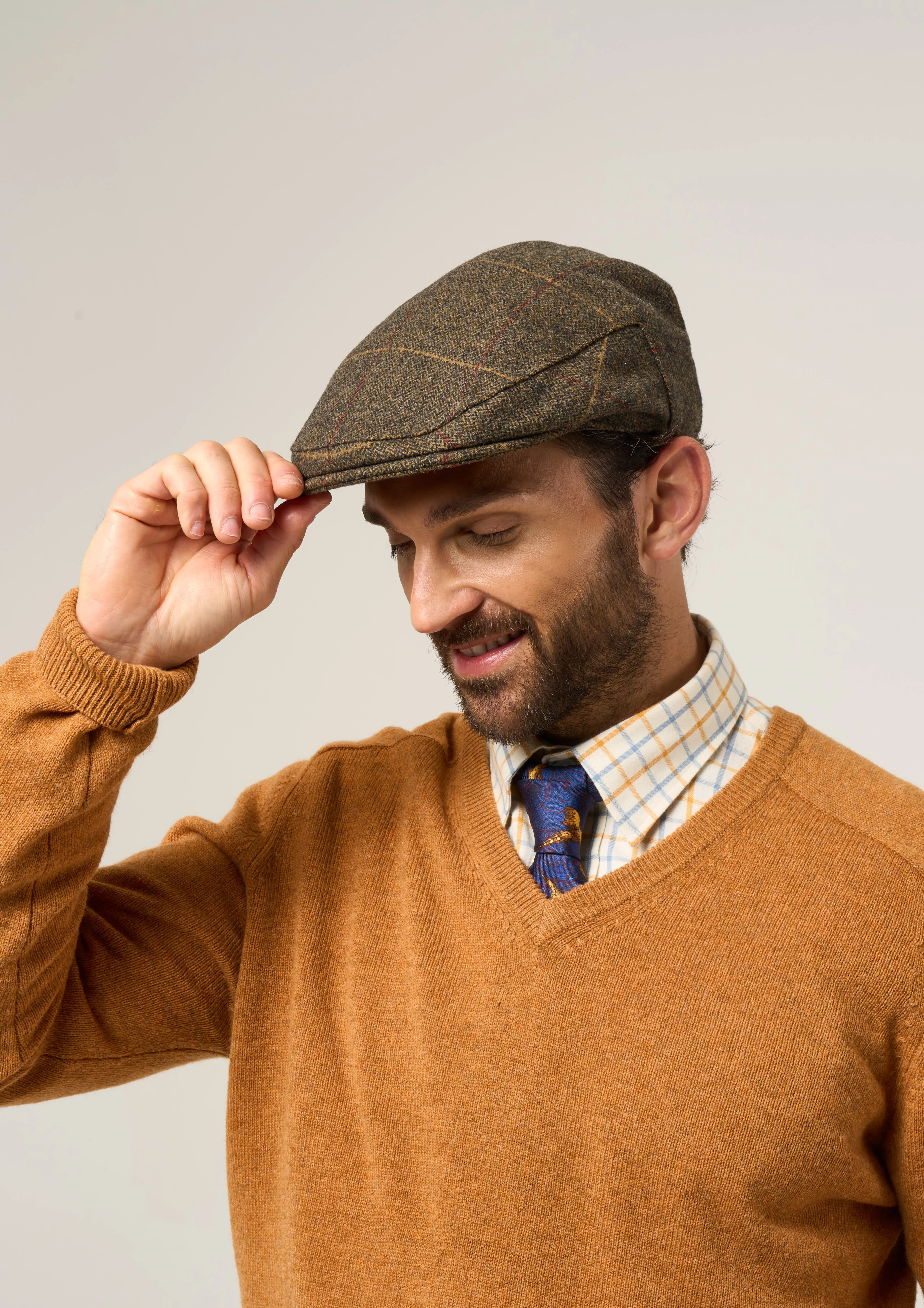 Combrook Men's Tweed Flat Cap In Teak