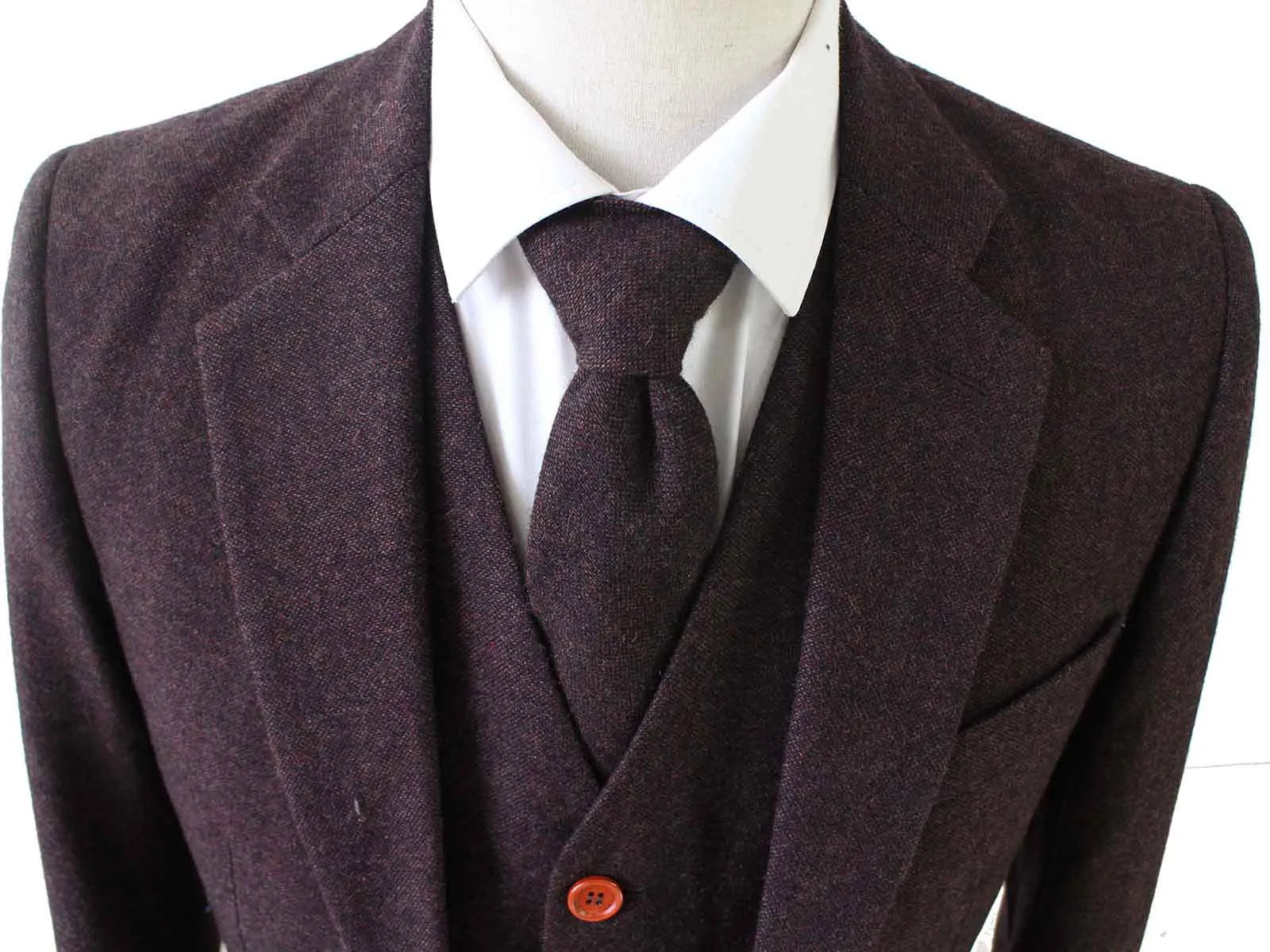 DARK BROWN BARLEYCORN TWEED 2 PIECE SUIT